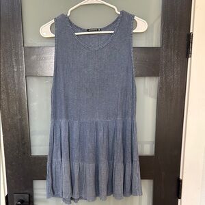 Blue Sleeveless Tiered Tanktop